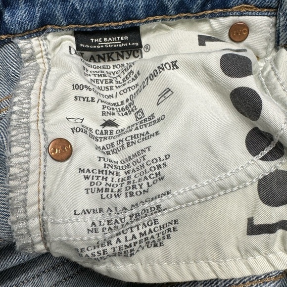 NWT BLANK NYC Baxter Super High Waist Ripped Raw Hem Straight Leg Jeans 25 - Picture 10 of 10